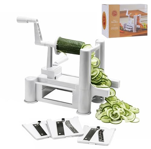 Premier Housewares Durable Stainless Steel Spiral Slicer | Lightweight Vegetable Spiralizer for Kitchen | Easy to Use Cucumber Slicer for Kitchen | Versatile Cabbage Shredder