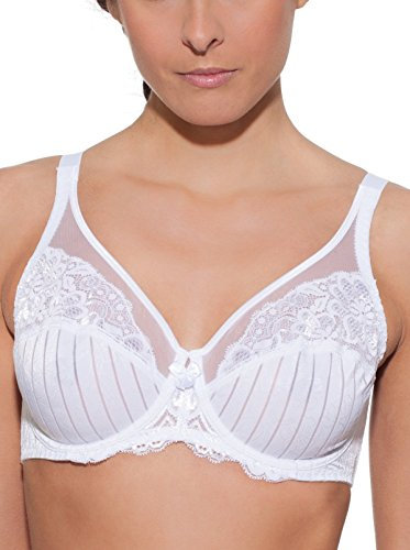 Selene, Reggiseno Contenitivo Donna in Pizzo, con Ferretto e Senza Imbottitura, Collezione Mariluz, Colore Bianco, Taglia 5C