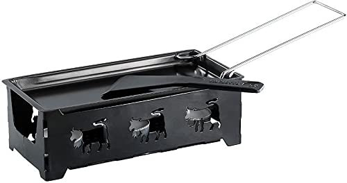 Rosenstein & Söhne Mini Raclette: Faltbares Teelicht-Raclette für 1 Person, mit Schaber (Mini Raclette Teelicht, Kerze, mit Teelichter)