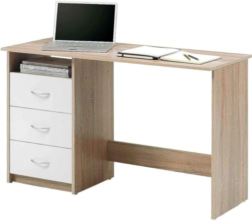 AVANTI TRENDSTORE - Adria - Scrivania con 3 cassetti Bianchi ed 1 vano Aperto, in Legno Laminato, Disponibile in 3 Diversi Colori (Marrone)