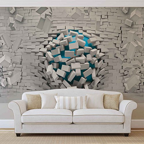 Forwall Vlies Fototapete Abstrakt 312x219 cm Mauer | Hochwertige Vliestapete, für Wohnzimmer Schlafzimmer, Vliestapete Wandtapete Tapete 3D Effekt- inkl. Kleister