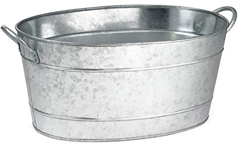 Galvanised Steel Oval Beverage Tub 21ltr | Party Tub, Drinks Pail, Beer Bottle Cooler