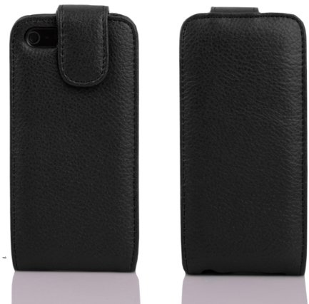 cadorabo Coque pour Apple iPhone 5 / iPhone 5S / iPhone SE Noir DE Jais Flip Housse de Protection Etui Case Cover pour iPhone 5 / iPhone 5S / iPhone SE – Ouverture Verticale