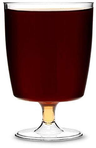 Regalzone 100 x One piece Plastic Wine Glasses (200ml). Ideal for picnics, Camping and Glamping, Festivals, Outdoor Pool, BBQ, Garden, Office Parties and Special Occasions.