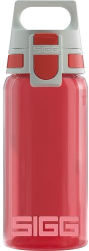 SIGG VIVA ONE Red Kinder Trinkflasche (0.5 L), schadstofffreie Kinderflasche mit auslaufsicherem Deckel, einhändig bedienbare Sporttrinkflasche