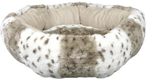 TRIXIE Hundebett Leika ø 50 cm in beige-weiß/beige - Plüsch Hundeschlafplatz mit weichem Kissen - Hundekorb für kleine Hunde - rutschfest - 36971