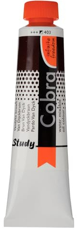 Cobra Study Water Mixable Oil Colour Tube 40 ml - Vandyckbraun 403 - Halbdeckend - Hohe Lichtechtheit - Gratis Lösungsmittel - Premium-Pigmente