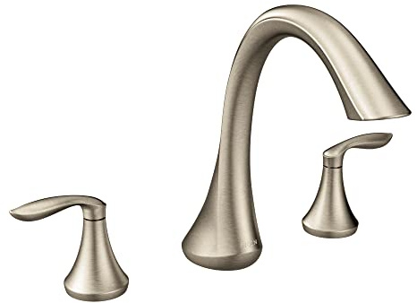 Moen Eva Brushed Nickel Transitional Two-Handle Deck Mount Roman Tub Faucet Trim Kit, Valve Required, T943BN