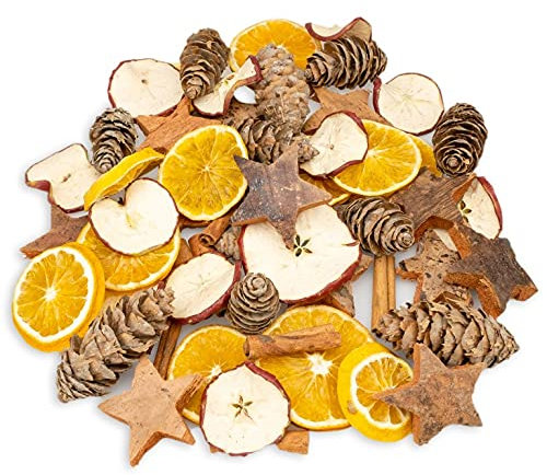 NaDeco Weihnachts-Potpourri 250g, Weihnachtsdeko, Adventskranz Deko Set, Weihnachten Dekoration Bastelset, Adventsdeko Gesteck mit Zimtstangen Orangenscheiben Apfelscheiben Tannenzapfen Kokossternen