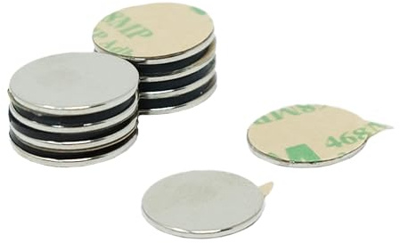 Adhesivo N42 Magnet de Neodimio Para Artes, Manualidades, Fabricación de Modelos, Bricolaje, Pasatiempos, Oficina Y Hogar - 15mm de Diámetro x 1mm - 1.1kg - Sur - Paquete de 10