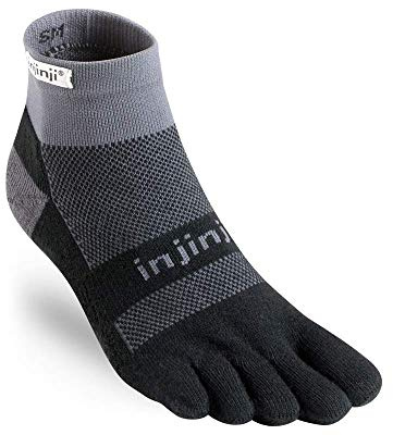 Injinji Herren Run Midweight Mini Crew Zehensocken, Herren, schwarz/grau, Large