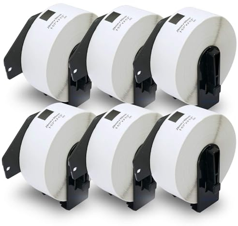 BETCKEY - 6 Rotoli DK-11201 Etichette per Indirizzi Compatibile con Brother, 29mm x 90mm, 2400 Etichette per Stampanti di Etichette Brother QL