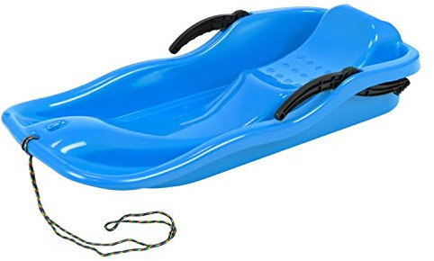 Unbekannt Bob Schlitten Rodel Schneegleiter Bremsen Rodel Kunststoff Zugseil 3 Farben (Blau)