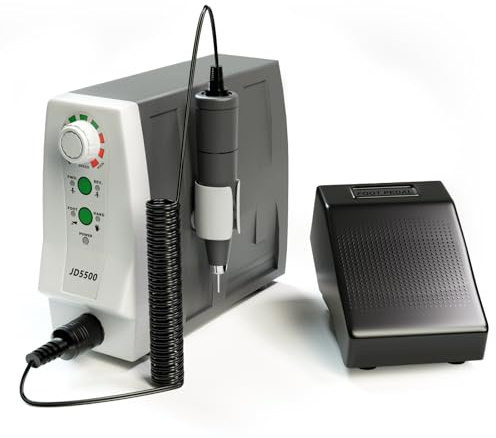 Profi Nagelfräser für Gelnägel 35000 - JSDA® JD5500 elektrische Nagelfeile Für Nagelstudio & Privat, Leise wenig Vibration, Maniküre Pediküre Set Inkl Fußpedal, 4 Bits