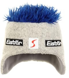 Eisbär Cocker Skipool Wintermütze Damen/Herren - Made in Austria Zottelhaarmütze Snowboardmütze Strickmütze mit Futter, Futter Herbst-Winter Winter