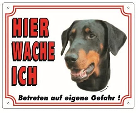 Warntafel Dobermann gelb 12 x 3,5 cm