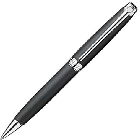 Caran d'Ache Kugelschreiber Léman versilbert und rhodiniert in der Farbe Schwarz Matt, 4789496, 1 Stück (1er Pack)