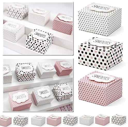 Kleenes Traumhandel - Set mit 30 Geschenkboxen in 3 Designs (6 x 5,5 x 4 cm) „Sweets“
