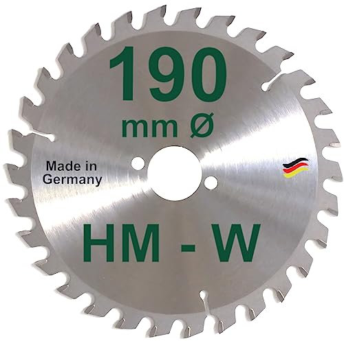 HM Sägeblatt 190 x 30 mm Zähne 30 W Kreissägeblatt Hartmetall 190mm Ersatzsägeblatt für AEG Atlas Copco Black & Decker Bosch De Walt Elu Festo Hitachi Holz-Her Mafell Makita Scheer Skil Handkreissäge