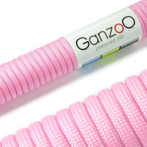 Ganzoo Paracord 550 4 mm lina pink-pink, typ 3 nylon & polyester, 30 m universalsnöre med 7 innertrådar för hundkoppel, pyssel, armband, halsband samt camping, survival och outdoor-aktiviteter