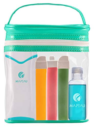 Mapeau Wachswärmer Waxing Set für Haarentfernung, Wachspatronen Kit Roll On (Breit, Schmal, Mini), Waxing Gerät, Vliesstreifen und After Wax Öl mit Tasche