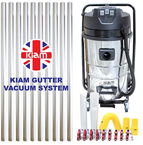 Kiam Gutter Cleaning System KV80-3 3600W Triple Motor Industrial Wet & Dry Vacuum Cleaner & Gutter Pole Kit (40ft (12m))