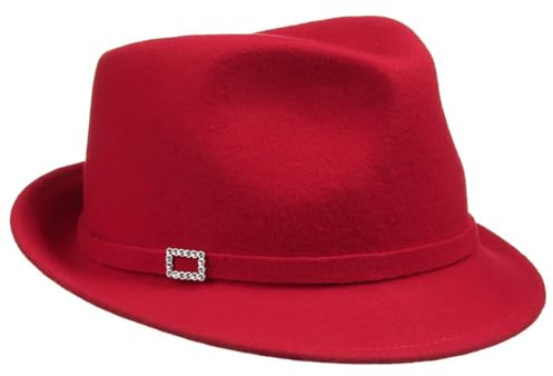 LIPODO Sombrero de Fieltro Starlight Trilby Mujer - Made in Italy Discoteca Verano/Invierno - Talla única Rojo