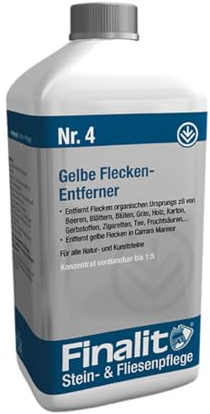 Finalit Nr. 4 Gelbe Flecken Entferner (sauer) | 1x 1L | Effektive Beseitigung von Flecken von Holz, Blätter, Gras, Beeren, Karton uvm. | Für alle Natur- und Kunststeine geeignet