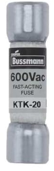 Bussmann KTK-20 20A Melamin Röhre, 600V, Weiß, Durchsteckmontage, UL, CE