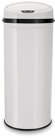 Echtwerk Pattumiera con sensore, pattumiera touchless, contenitore elettrico, sensore di movimento a infrarossi, corpo in acciaio inox, capacità 42 litri, bianco