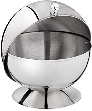 Zuccheriera APS, zuccheriera con coperchio avvolgibile, zuccheriera in acciaio inox con coperchio, 14 x 14 cm, altezza 14 cm