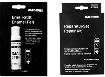Kaldewei 687673570001 Email-Ausbesserungs Set Spachtel, Spachtelmasse, Härter und Spray, alpinweiß