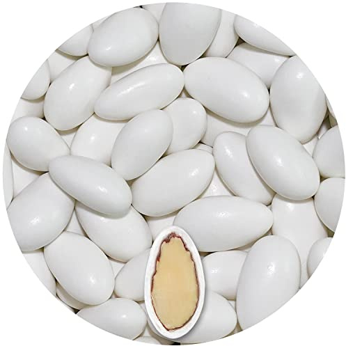 EinsSein 0,5kg Confetti di Mandorla Battesimo Gracile midi bianco lucido confettata confetto comunione cresima nascita confettis alla laurea decorazioni bimba bomboniere confetto mandorla cuoricini