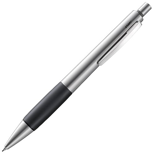 LAMY accent Druckbleistift 196 – Aluminiumfarbener Bleistift mit austauschbarem Kautschukgriffstück und Radiertip – mit 0,7mm Feinstrichmine (LAMY M 40)