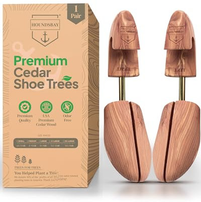HOUNDSBAY Albero di scarpe in cedro, Alberi per scarpe da uomo, Alberi per scarpe da donna, Alberi per scarpe da ginnastica, allarga scarpe, Shaper scarpe, Naturale, 43/45 EU