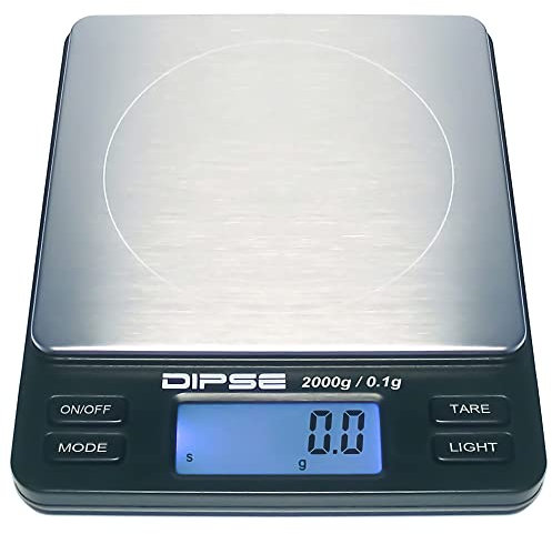 Dipse Digitale Laborwaage TP-2000 x 0,1 - Feinwaage mit 0,1g genauer Auflösung Digitalwaage bis 2000g / 2 kg Wägebereich 2000 x 0,1g, Farbe Schwarz