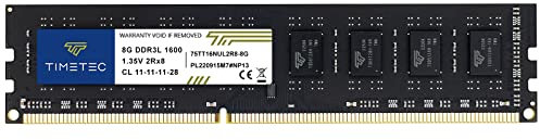 Timetec 8 GB DDR3L / DDR3L-1600 PC3L-12800 / PC3-12800 (PC3-12800U) Nicht-ECC ungepuffert 1,35 V / 1,5 V CL11 2Rx8 Dual Rank 240 Pin UDIMM Desktop-PC-Computerspeicher RAM Modul Upgrade (8 GB)