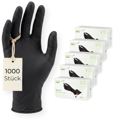 Medi-Inn+ Nitril black plus Einweghandschuhe Größe S | 1000 Stück | Nitrilhandschuhe schwarz in praktischer Spenderbox | puderfrei & latexfrei