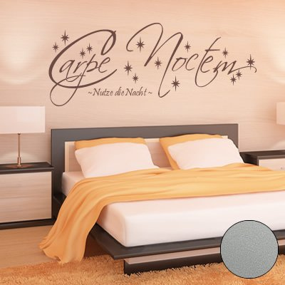 'A219 Wall Tattoo Carpe Noctem (Available in 40 Colours and 3 Sizes, silber, 150cm x 57cm