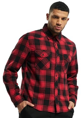 Brandit Check Shirt Long Sleeve, Farbe: red/black, Größe: XXL