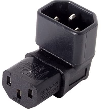 chenyang IEC 320 C14-Stecker auf C13-Buchse, 90 Grad nach oben abgewinkelter Stromverlängerungsstecker-Adapter, 10 A, 250 V, für Monitor/Computer/PDU-Gehäuse/Drucker