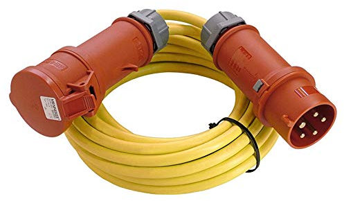 as - Schwabe Starkstrom Verlängerungskabel 25 m K35 AT-N07V3V3-F 5G1,5-400V/16A/6h/ca. 11kW - Baustelle, Garten - 5-polige, robuste CEE Verlängerung für Außenbereich - IP44 - Made in Germany, 60715