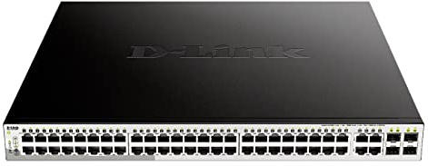 D-Link DGS-1210-52MP/E Switch Smart+ 48 Ports Gigabit PoE/PoE+ + 4 Ports combiné SFP - Budget PoE 370W - Switch ONVIFF - Idéal pour Entreprise Administration et Réseaux Gérés - Cordon UE