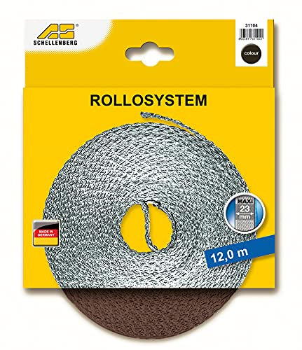 Schellenberg 31104 Cintino per tapparelle avvolgibili 23 mm x 12 m - sistema Maxi, cinghia tapparella marrone
