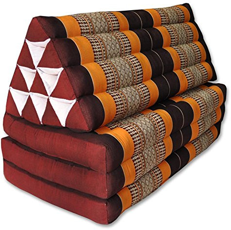 Wilai Thaikissen XXL Kapok ausklappbar Entspannungskissen Bodenkissen Sitzkissen Bodenmatte Loungekissen Zierkissen Yogakissen (81118 - braun/orange)