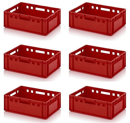 Auer 116420-6 E2 Butcher Kiste Euro Fleischkiste mit Faltungsregel, rot, 60 cm x 40 cm x 20 cm, Rudel von 6