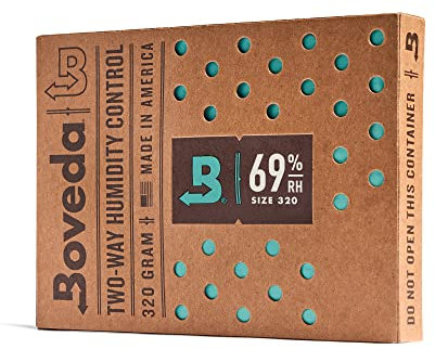 Boveda für Zigarren/Tabak | 2-Wege-Feuchtigkeitsregulierung mit 69% relativer Feuchtigkeit | Größe 320 für bis zu 100 Zigarren | patentierte Technologie für Zigarren-Humidore | 1 Stück