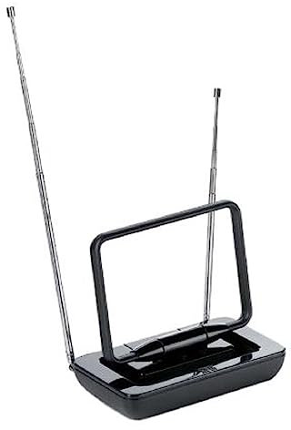 One For All SV9015, Antena de TV para Interior, Recibe TDT en un rango de 5km, Antena HDTV Digital, Incluye Cable Coaxial de Alto Rendimiento, VHF/UHF, negra