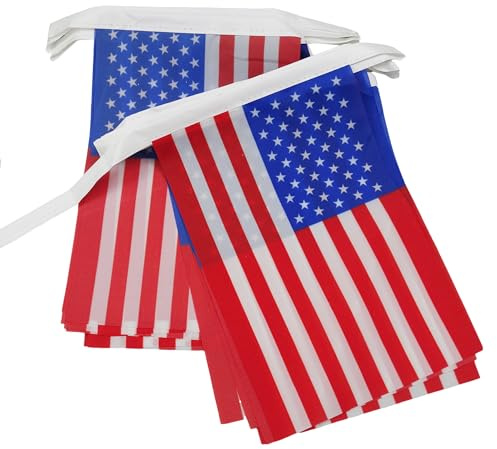 AZ FLAG Wimpelkette USA Vereinigte Staaten 6 m 20 Flaggen | Für innen und außen Vereinigten Staaten von Amerika Flaggenkette United States of America USA leichtes Polyester