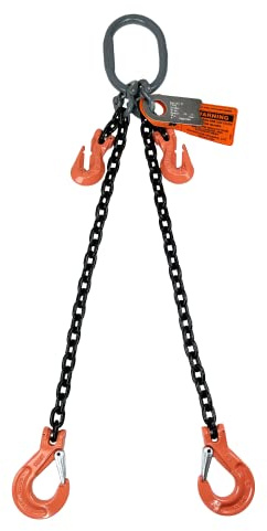 Advantage Rigging - Chain Sling - 3/8 x 6' Double Leg with Sling Hooks and Adjusters - Grade 100